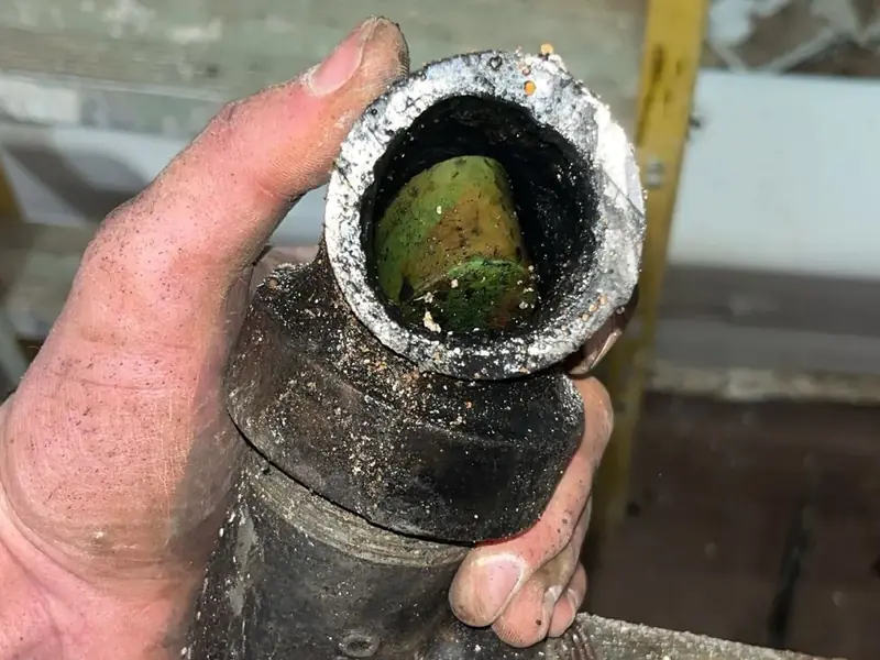 Pipe opened up on a Jeff's Plumbing drain job