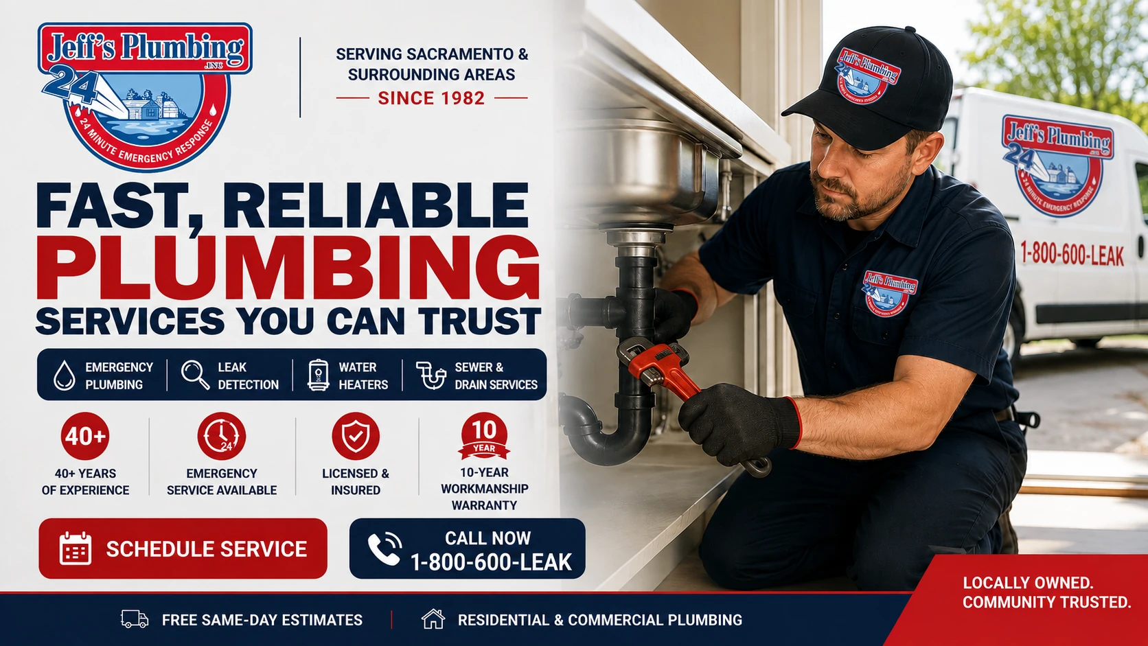 Jeff's Plumbing Inc — reliable plumbing services in Sacramento since 1982